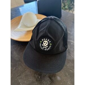 Roark Guide Works Black Trucker Hat Skull Palm Trees Mesh Snapback Cap One Size
